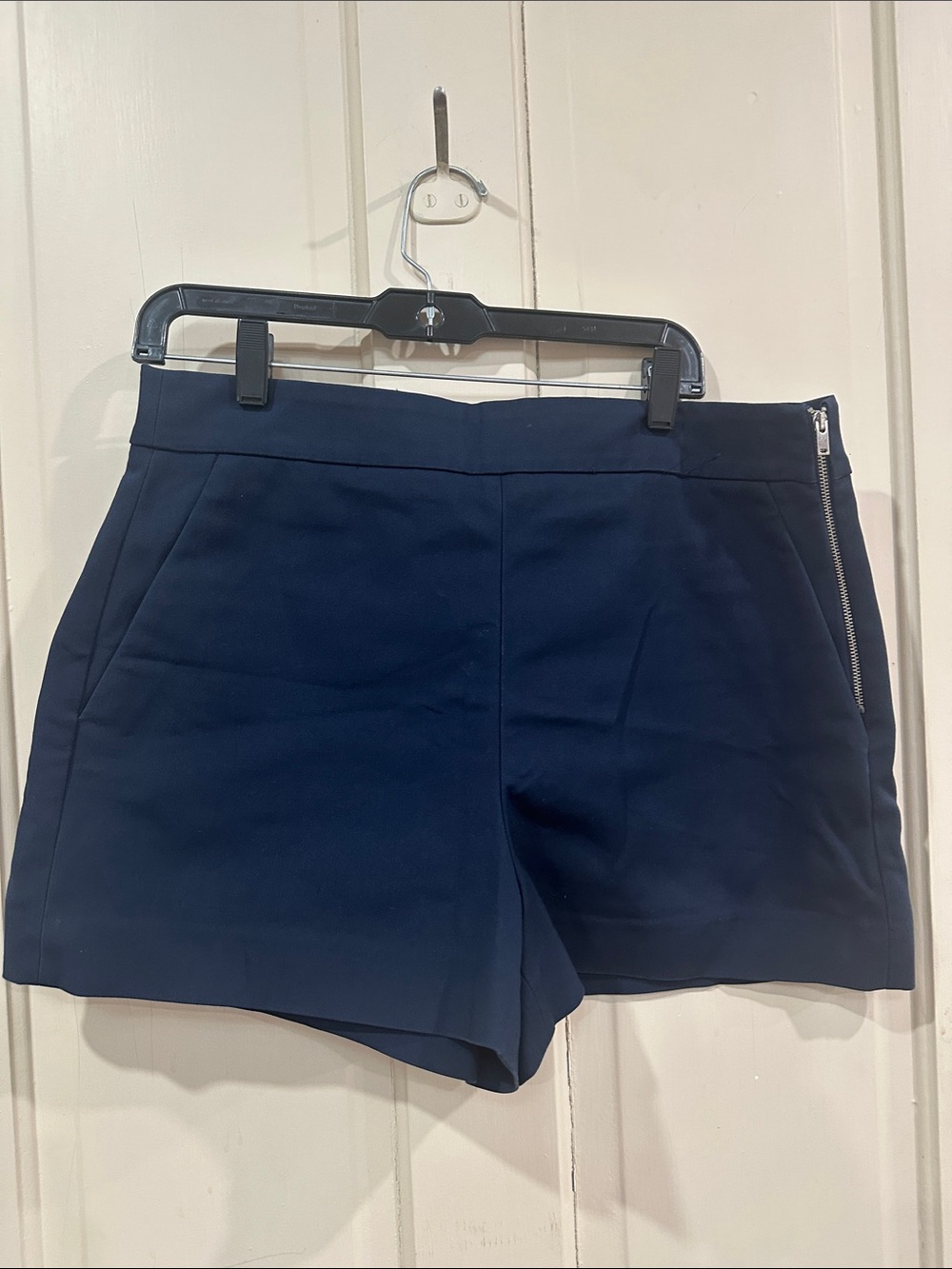 Zara Navy High-Waist Tailored Shorts